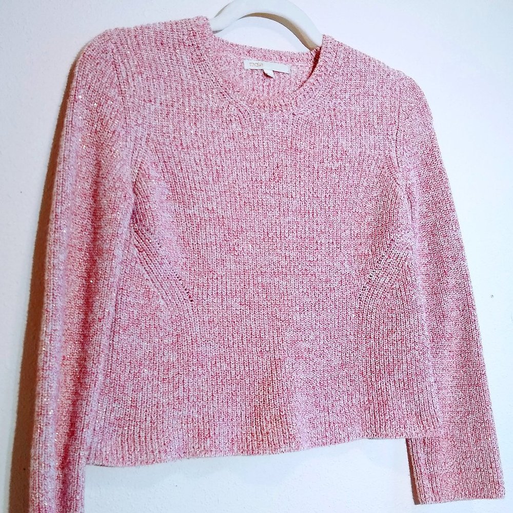 MAJE ROSE SHIMMER CROPPED SWEATER PULLOVER SZ 1 (XS-S) - Picture 6 of 16